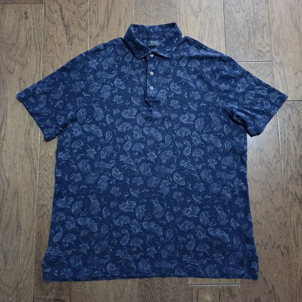 Polo Ralph Lauren Men's Paisley AOP Cotton Polo Shirt Classic Fit Large